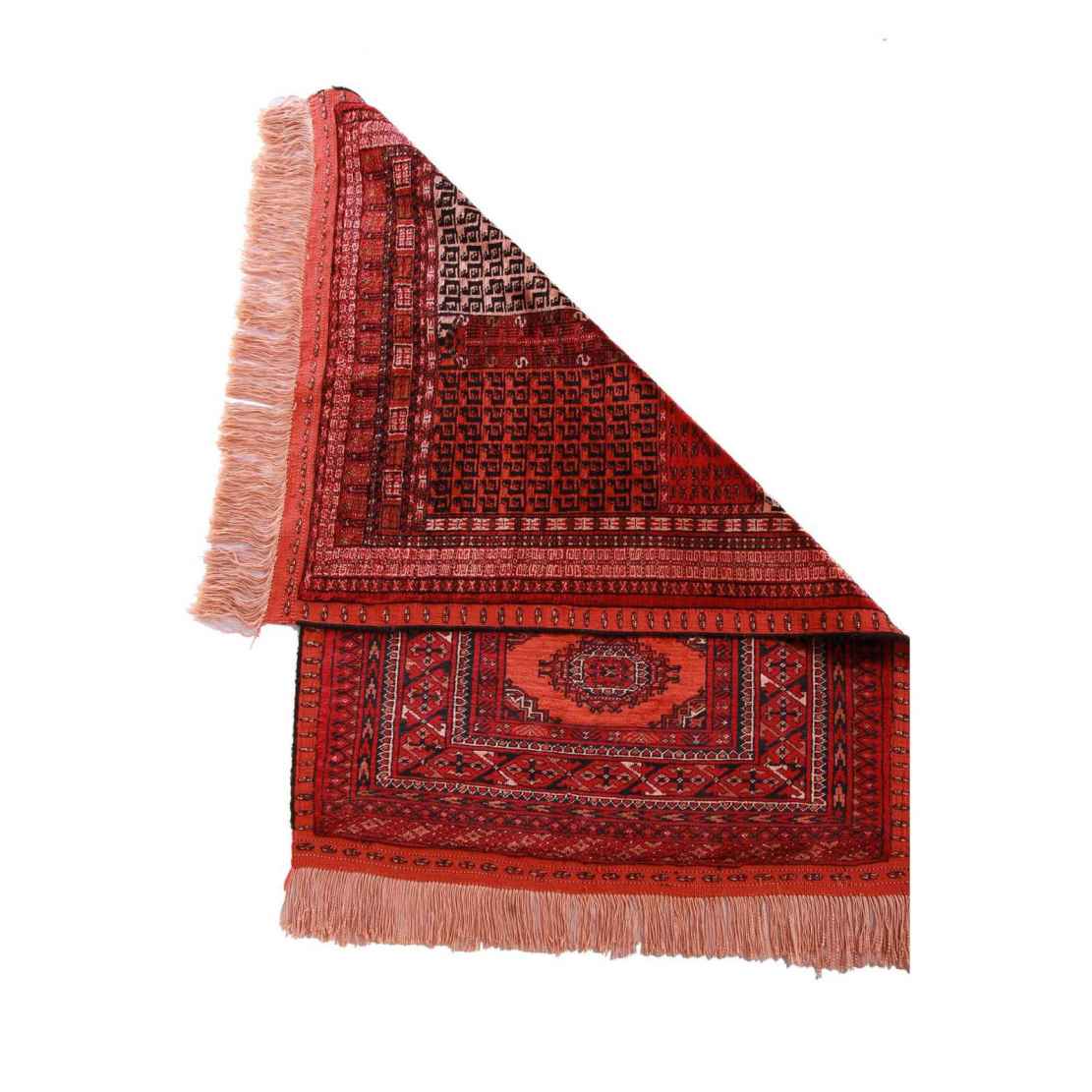 Hand-Knotted Persian Khorasan Silk Rug (Traditional Tribal Bukhara Design) – Red