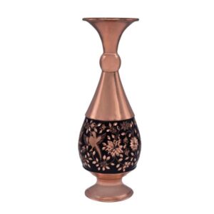 Handcrafted Persian Engraved Copper Vase with a Classic Flower Design, Offering a Traditional Decorative Appeal