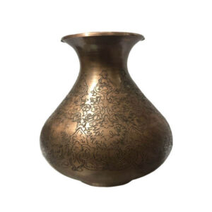 Handcrafted Persian Engraved Copper Vase with a Khomreh Design, Perfect for Displaying Single Stems with Floral Art