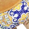 Round Velvet Footstool Inspired by Persian Art Floral