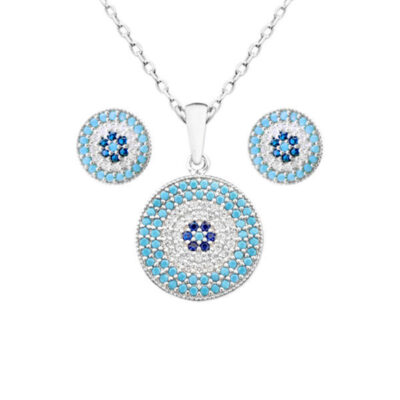 Set of Silver Necklace & Earring Model Cheshm Nazar