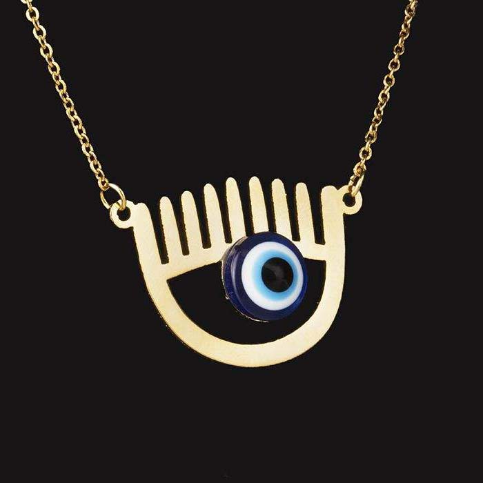 Steel Necklace Artistic Cheshm Nazar Evil Eye
