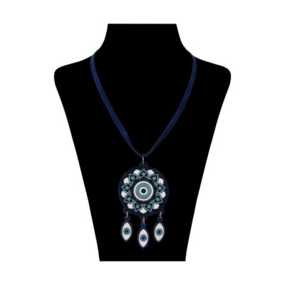 Wooden Necklace - Persian Cheshm Nazar Evil Eye Design