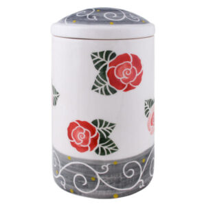 Pottery Canister Jar – Handcrafted with Rose Pattern