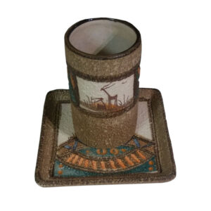 Artistic Pottery Mug – Decorative with Coaster, Mzlsm Model