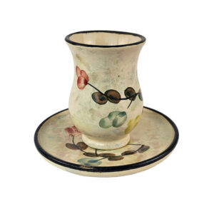 Persian Pottery Teacup & Saucer Set with Cloud and Wave Design