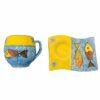 Artistic Pottery Mug - Decorative with Coaster, Fish Model