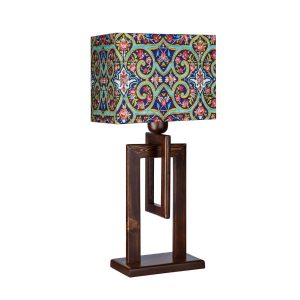 Artistic Persian Tile Pattern Wooden Table Lamp – Handcrafted Accent