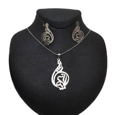 Set of Persian Silver Necklace & Earrings Model Ordibehsht Symbol