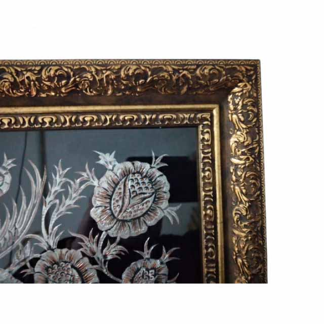Handmade Framed Persian Engraved Copper Art Birds – Traditional Wall Decor