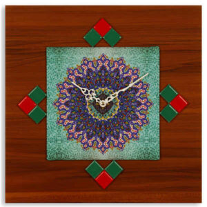 Handcrafted Persian Wooden Wall Clock with Geometric Pattern Model Aram