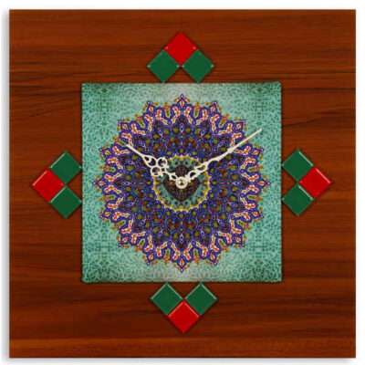 Artistic Persian Wood Wall Clock with Geometric Pattern – Handcrafted Decor for Living Rooms and Offices, Model Aram