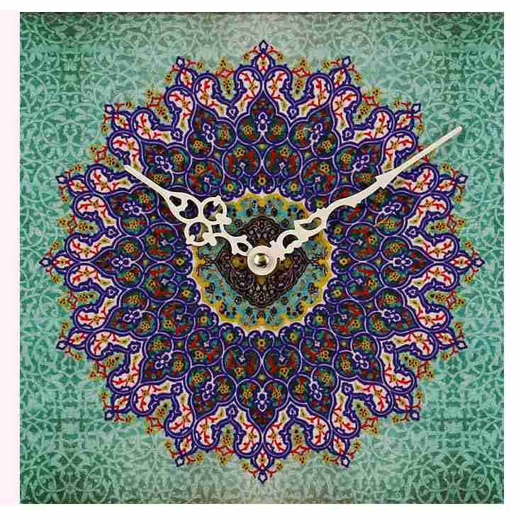 Handcrafted Persian Wooden Wall Clock with Geometric Pattern Model Aram