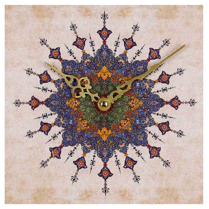 Handcrafted Persian Wooden Wall Clock with Geometric Pattern Model Aram