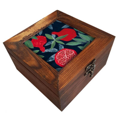 Wooden Box for Gift Giving with Persian Inspired Pattern Pomegranate