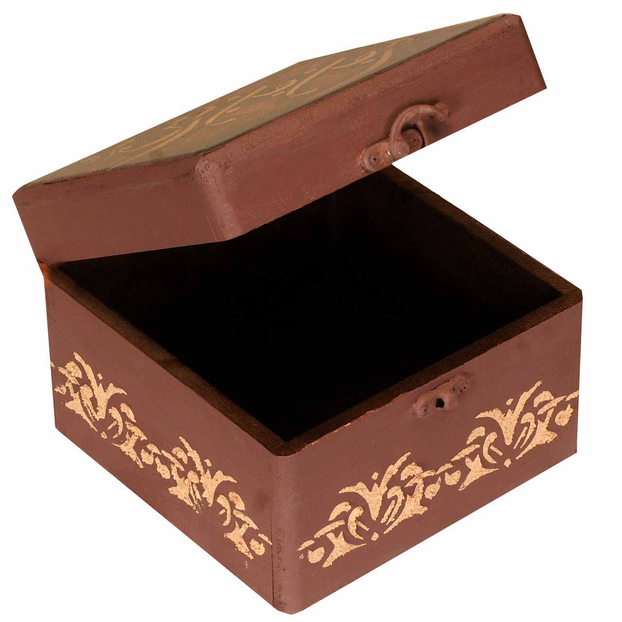 Wooden Box for Gift Giving with Persian Inspired Pattern Poem