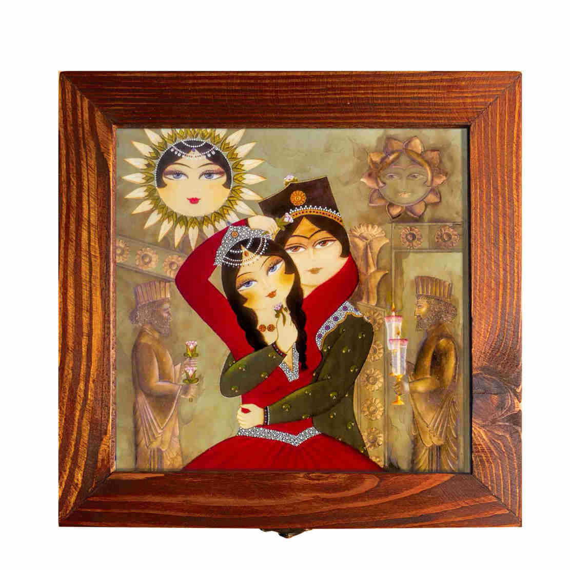 Wooden Box for Gift Giving with Persian Inspired Pattern Qajar