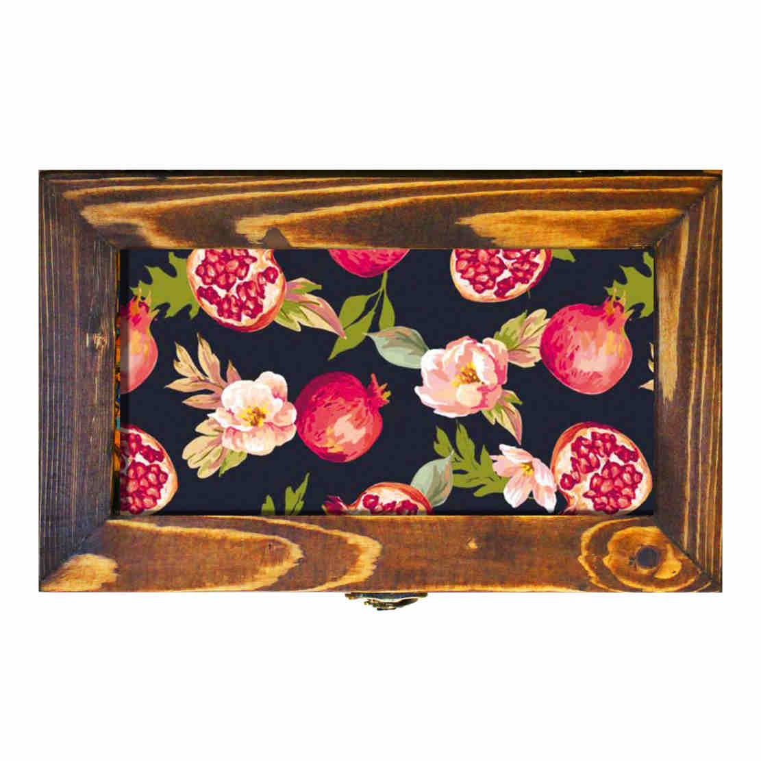 Wooden Box for Gift Giving with Persian Inspired Pattern Pomegranate