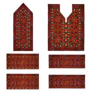 Handmade Balochi Embroidered Dress Panel – Red
