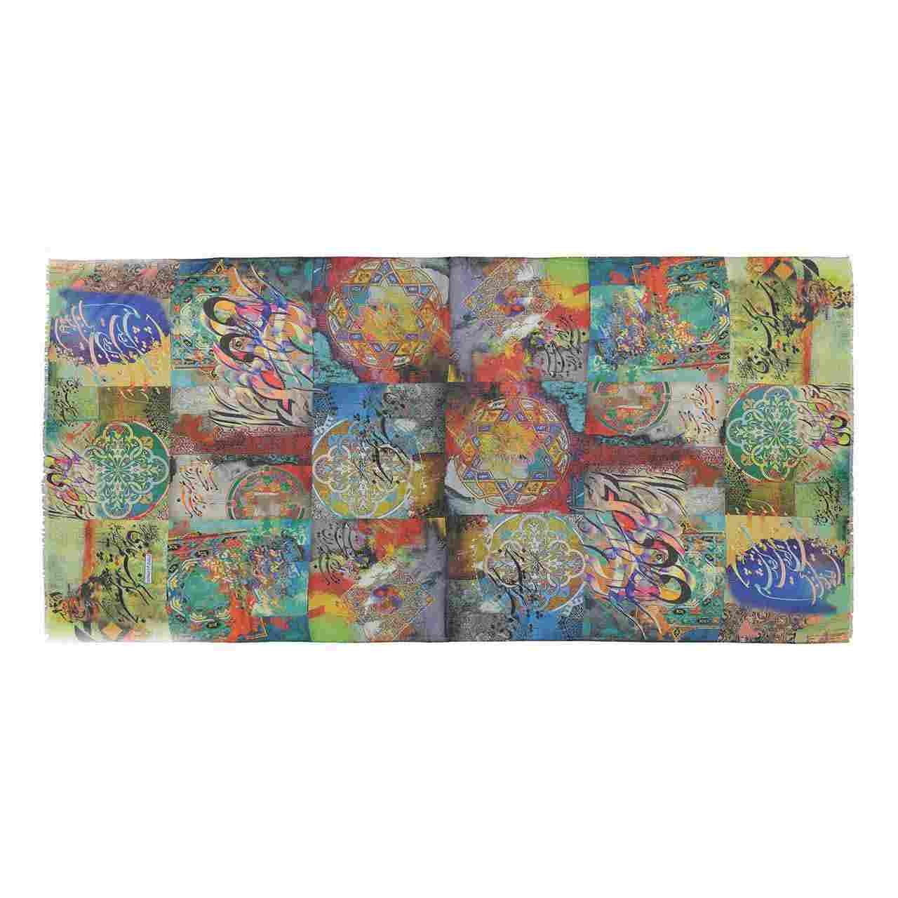 Persian Print Shawl for Women Artistic Calligraphy Poetry