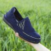 Handcrafted Persian Giveh Shoes - Navy Blue Geometric Model