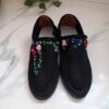 Handcrafted Persian Giveh Shoes - Bahar Black Floral Model
