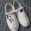 Handcrafted Persian Giveh Shoes - Lale White Floral Model