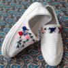 Handcrafted Persian Giveh Shoes - Lale White Floral Model