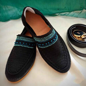 Handcrafted Persian Giveh Shoes – Star Black Striped Model