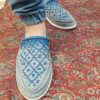 Handcrafted Persian Giveh Shoes - Zanjan Model Geometric Gray