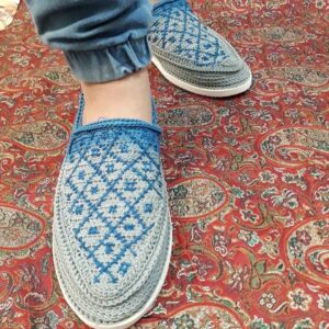 Handcrafted Persian Giveh Shoes – Zanjan Model Geometric Gray