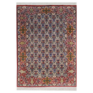 Hand-Knotted Persian Isfahan Afshan Rug (Elegant All-over Floral) – Red Silk & Wool