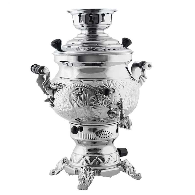 Persian Gas Samovar Traditional Design Tea Maker Floral Motifs 10-Liter