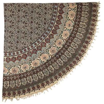 Persian Tablecloth: Isfahan's Traditional Kalamkari Block Print Floral