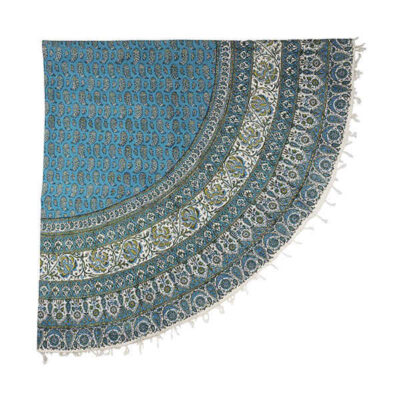 Persian Tablecloth: Isfahan's Traditional Kalamkari Block Print Round