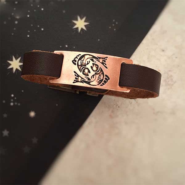 Leather & Copper Bracelet Artistic – Esfand Symbol