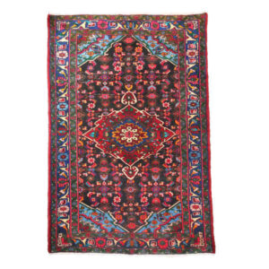 Hand-Knotted Persian Zanjan Rug (Tribal Traditional Toranj & Medallion) – Red Wool