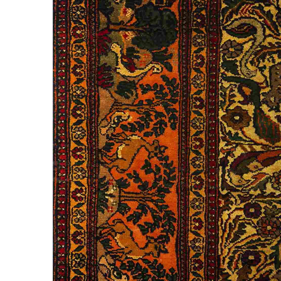 Hand-Knotted Persian Khorasan Jangal Silk Rug (Fine Art Floral Medallion) – Brown