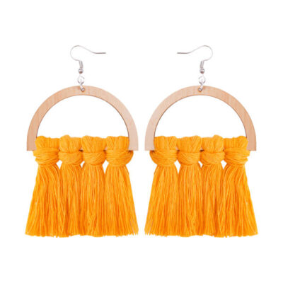 Macrame Tassel Earrings Model Circle