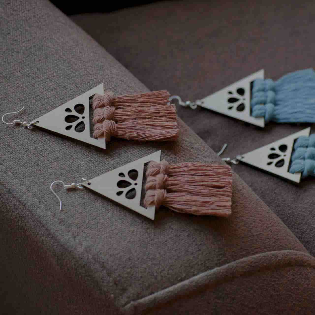 Macrame Tassel Earrings Model Triangle