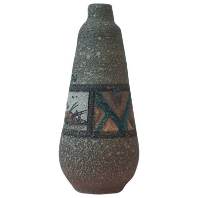 Handcrafted Decorative Persian Pottery Vase with a Single Stem Silhouette, Featuring the Silik Art Motif for an Artistic Display