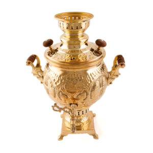 Persian Brass Samovar Decorative Charcoal Tea Maker Floral Motifs 4-Liter