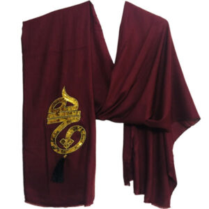 Solid black Shawl for Women with Persian Calligraphy Hich