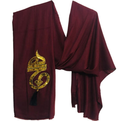 Solid black Shawl for Women with Persian Calligraphy Hich