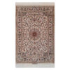 Hand-Knotted Persian Isfahan Abtin Rug (Classical Floral Medallion) - Cream Silk & Wool