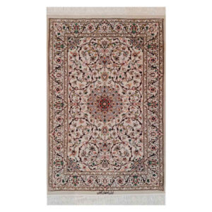 Hand-Knotted Persian Isfahan Abtin Rug (Classical Floral Medallion) – Cream Silk & Wool
