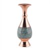 Handcrafted Decorative Persian Inlaid Turquoise Copper Vase, Featuring the Yas Model with an Elegant Geometric Motif
