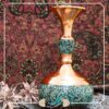Handcrafted Decorative Persian Inlaid Turquoise Copper Vase, Featuring the Fgh Model with a Traditional Geometric Pattern