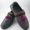 Handcrafted Persian Giveh Shoes - Gray Tasseled Artistic Model