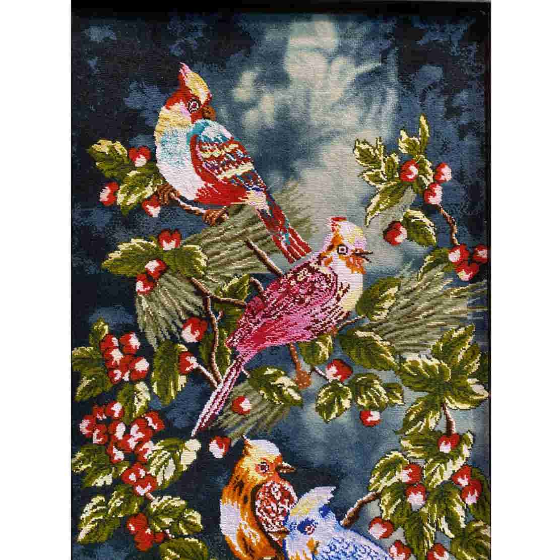 Hand-Knotted Persian Pictorial Rug – Tabriz Bird & Flower Design